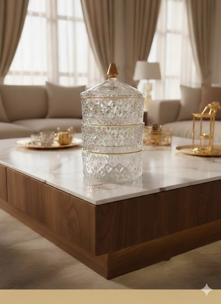 Bonbonnière en verre 3 étage  